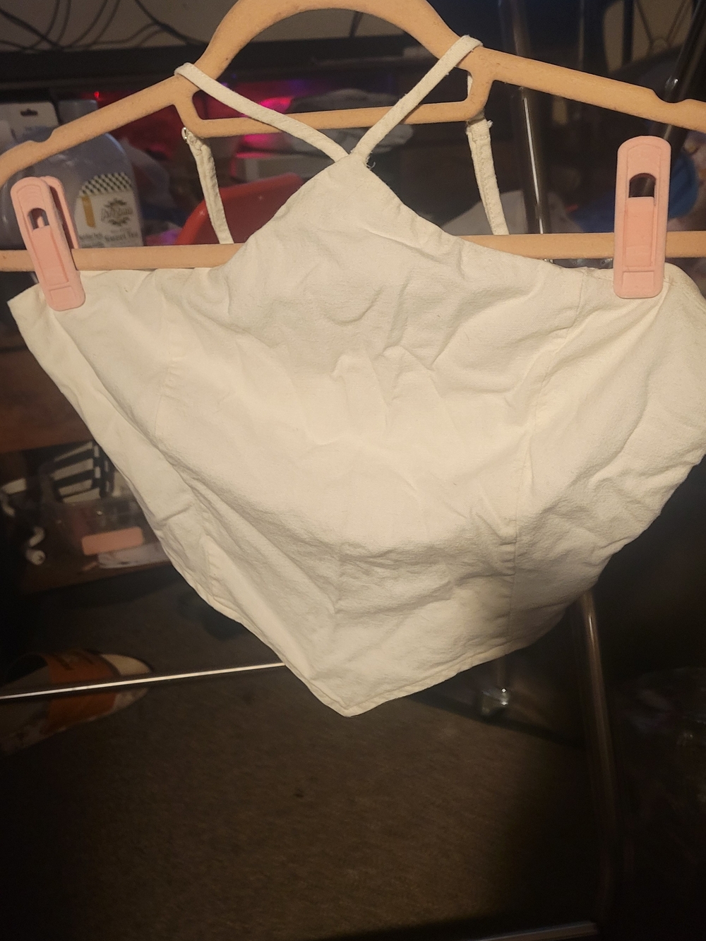 White Women's Cropped Halter Top - Elegant Minimal Style